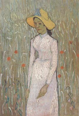 Vincent Van Gogh Young Girl Standing against a Background of Wheat (nn04) oil painting image